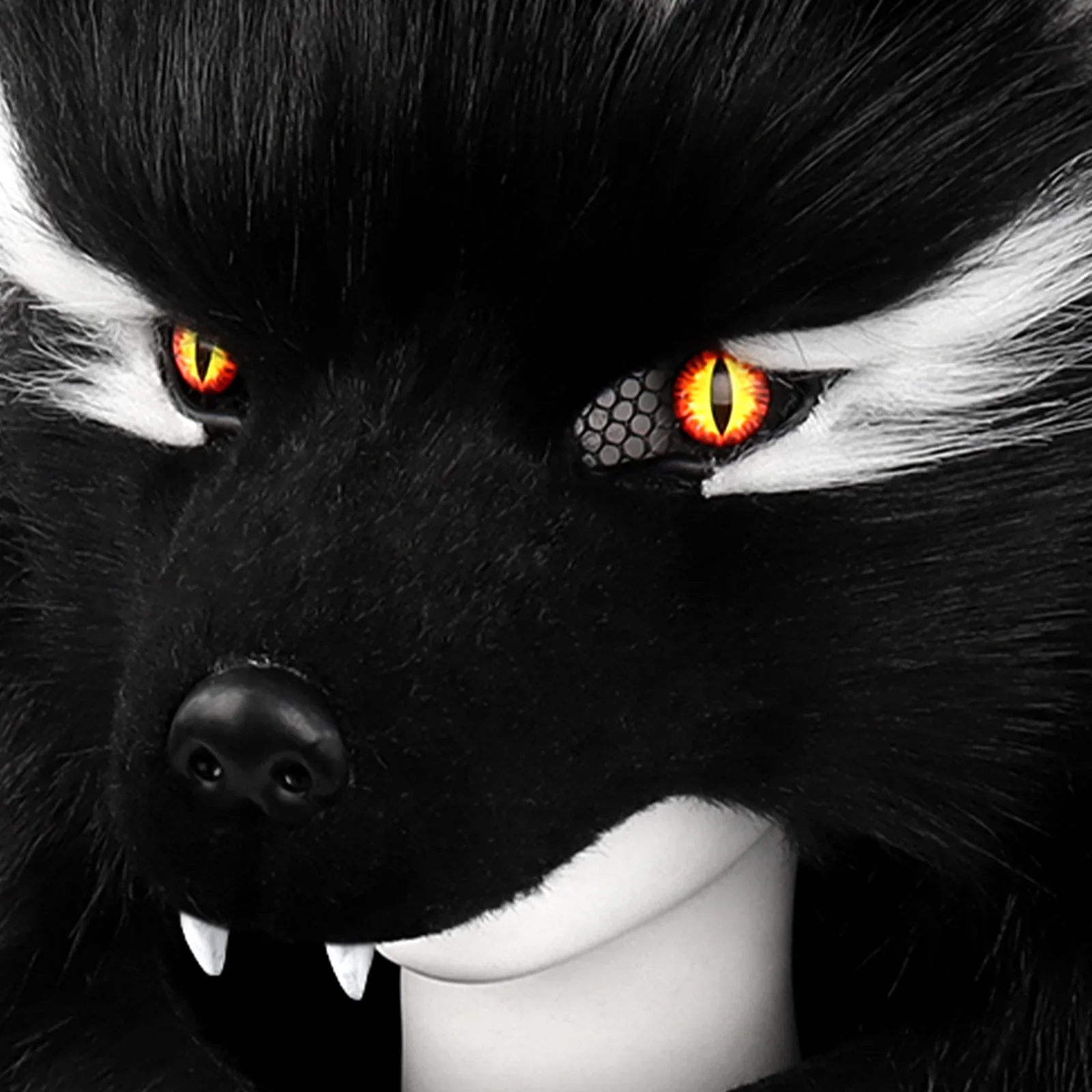 Halloween ball imitation plush canine wolf head half-face mask, Viking medieval costume headgear prop
