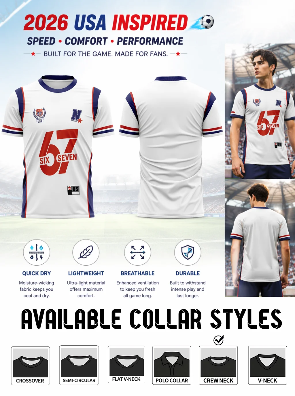 Vintage number football jersey,badge & star decor,side stripe detail,moisture‑wicking fabric,loose athletic fit
