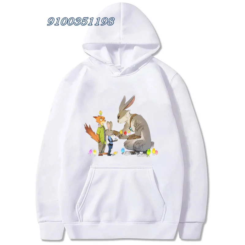 

Женская флисовая толстовка с капюшоном, белая, с принтом Джуди и Ника из фильма «Зоотопия», модный повседневный пуловер, уличная одежда, осенне-зимние топы