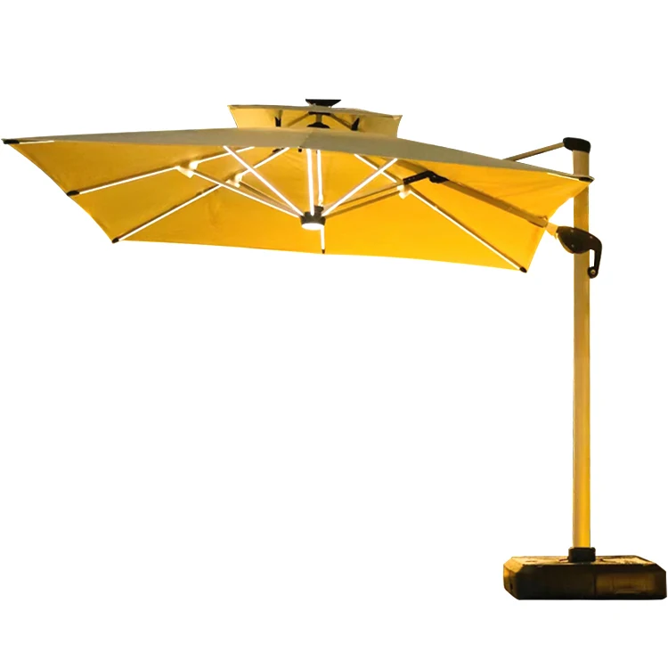 otorized Outdoor Roman Umbrella with Led Solar Power Umbrella  Parasol Umbrella Light Summer  Wedding