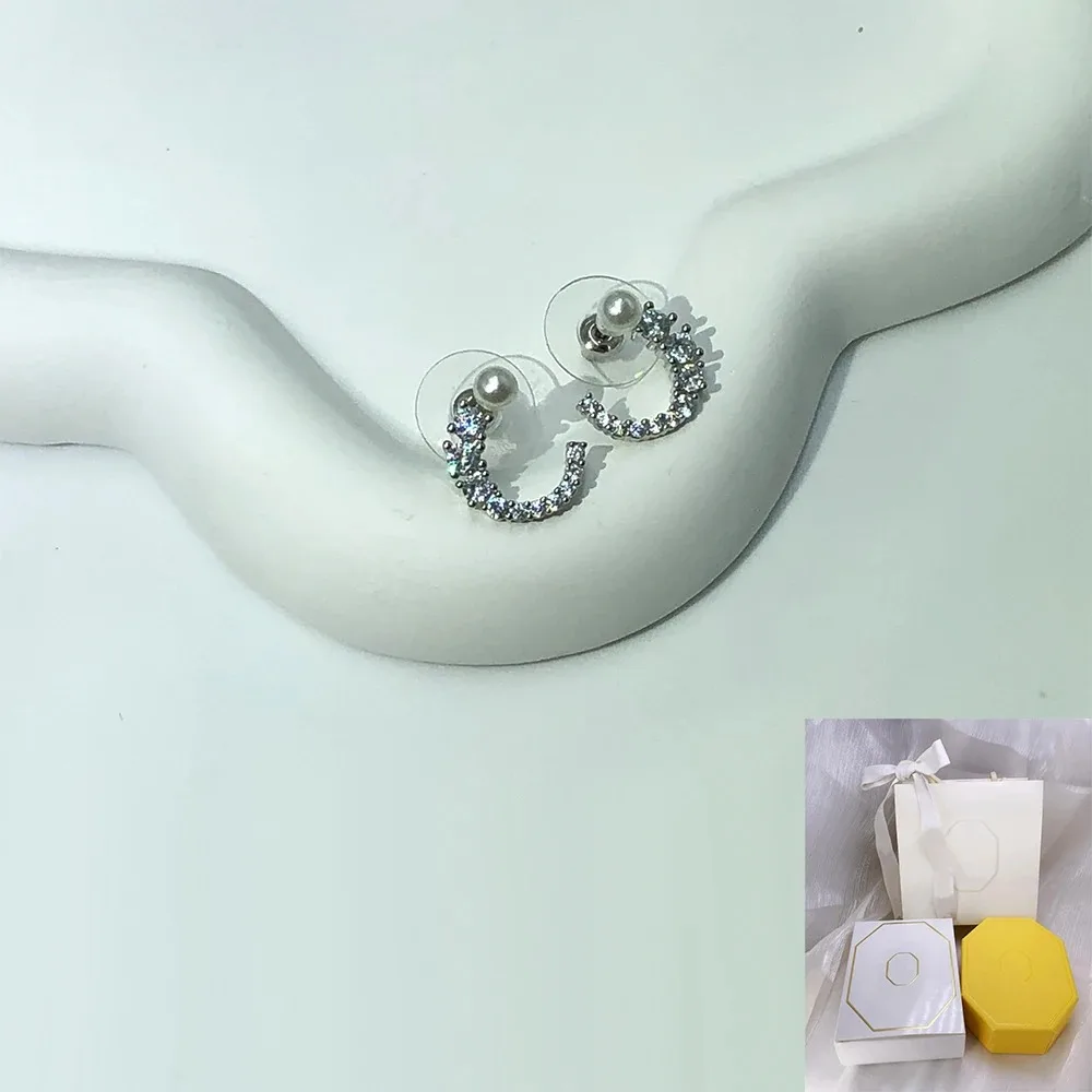 2024 SW New Matrix Large Circle Earrings Round Cutting Imitation Crystal White Pearl Friends Birthday Romantic Gift