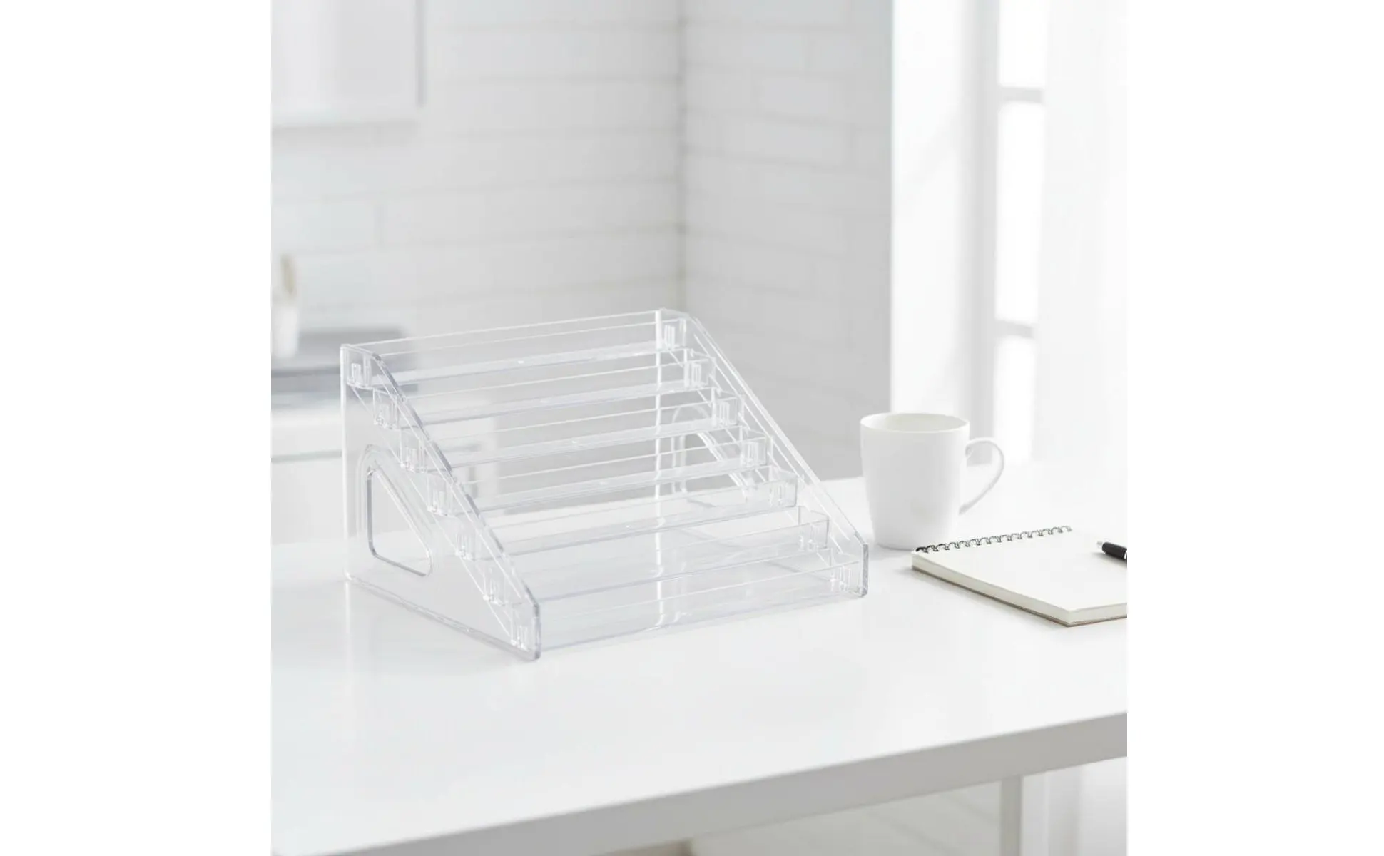 Clear Staircase Display Shelf Multi Use Tiered Figurine Display Rack Slanted Acrylic Organizer Easy to View Retail Fixture