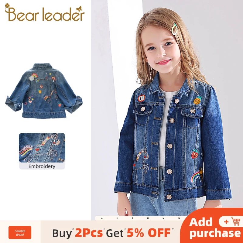 

Bear Leader Girls Denim Coats New Fashion Kids Embroidery Cartoon Pattern Jacket Autumn Baby Coat Children Clothes 3 8 Years