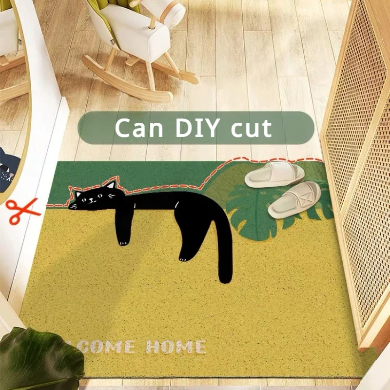 

Entry Door Mat Cat Mat Doorway Entrance Silk Circle Foot Pad Tailoring Carpet Household Anti-slip PVC Door Entry Mat Kitchen Mat