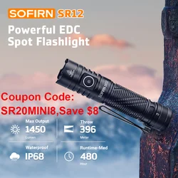 SOFIRN SR12 Flashlight 1450lm Pocket SFT25R LED Spotlight 396m Powerful Torch with Magnetic Tailcap