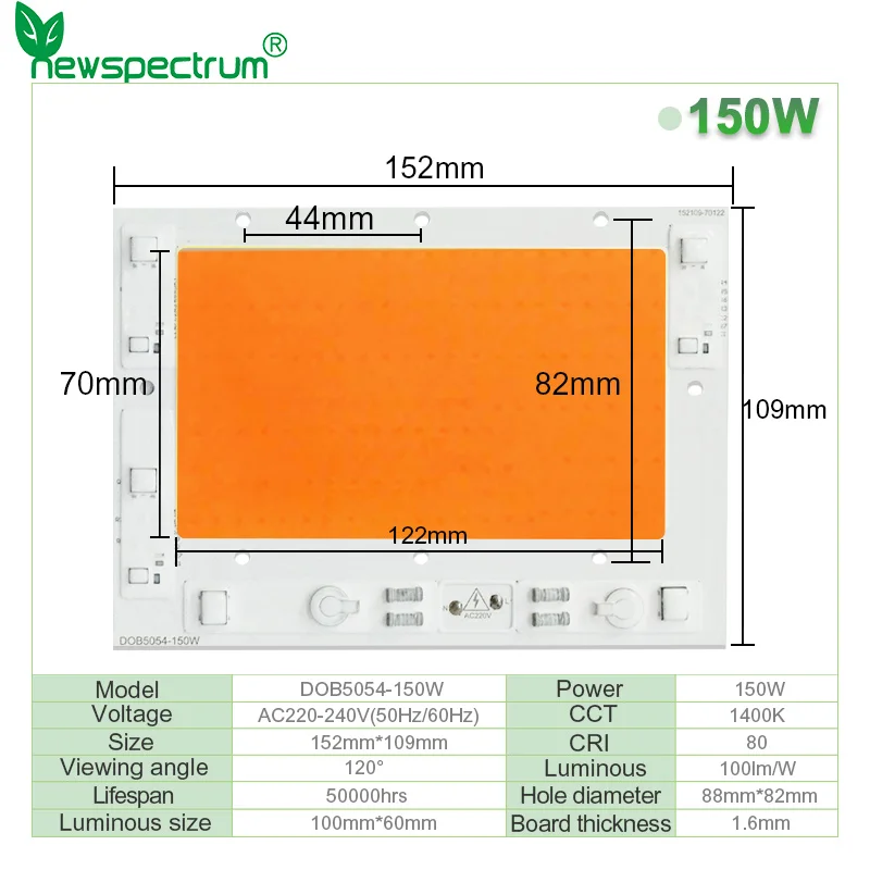 Full Spectrum LED Chip COB 50w 100w 150w Smart IC Driverless AC220V DOB 5054 For Indoor Outdoor Plant Grow Light Lamp Beads