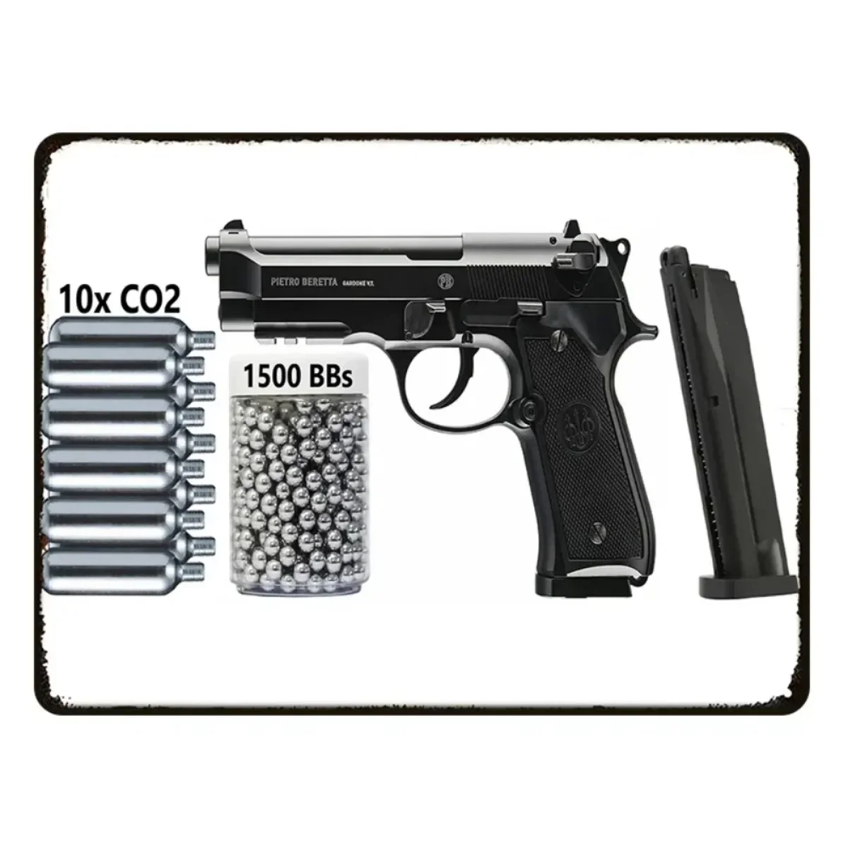 Placa decorativa de metal HD, o padrão de pistola é pintado em metal, o padrão da pistola Beretta M9 Airsoft é decorado com m