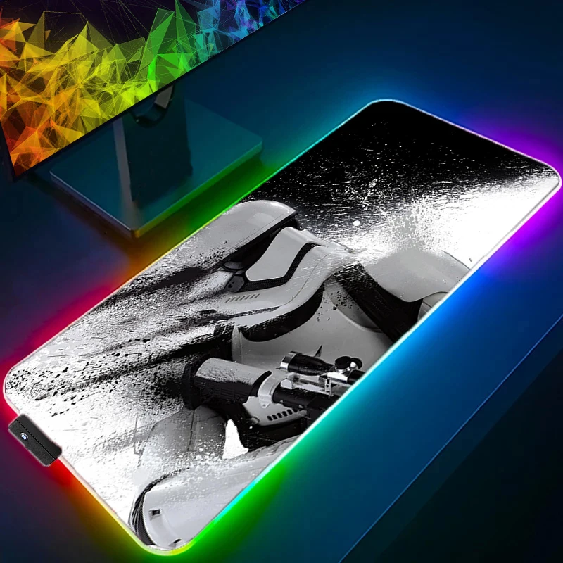 

Большой коврик для мыши в стиле аниме Marvel S-Star Wars RGB, аксессуары для ноутбука XXL, игровой Настольный коврик для ПК, клавиатура, Противоскользящий коврик для мыши