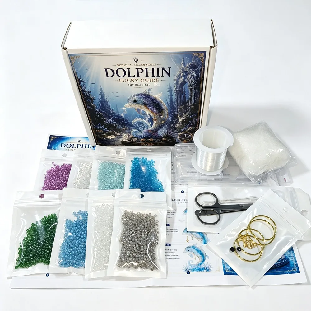 3D Design Ocean Animals Beaded Kits Beginner Friendly Handmade DIY Beadwork Craft Kit Bead Craftsmanship Material Package