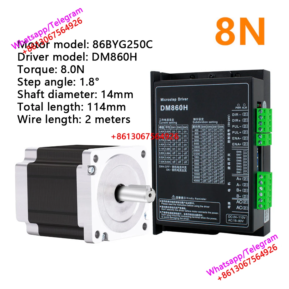 NEMA34 Stepper Motor Set High Torque Two-phase Progressive Motor 4n 6n 8n 12n Motor Motor Driver DM860H