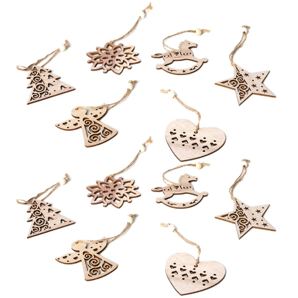 

1Set Xmas Wooden Cutouts Christmas Tree Pendants Unpainted DIY Painting Drawing Wood Chips Xmas Decoration Home Hanging