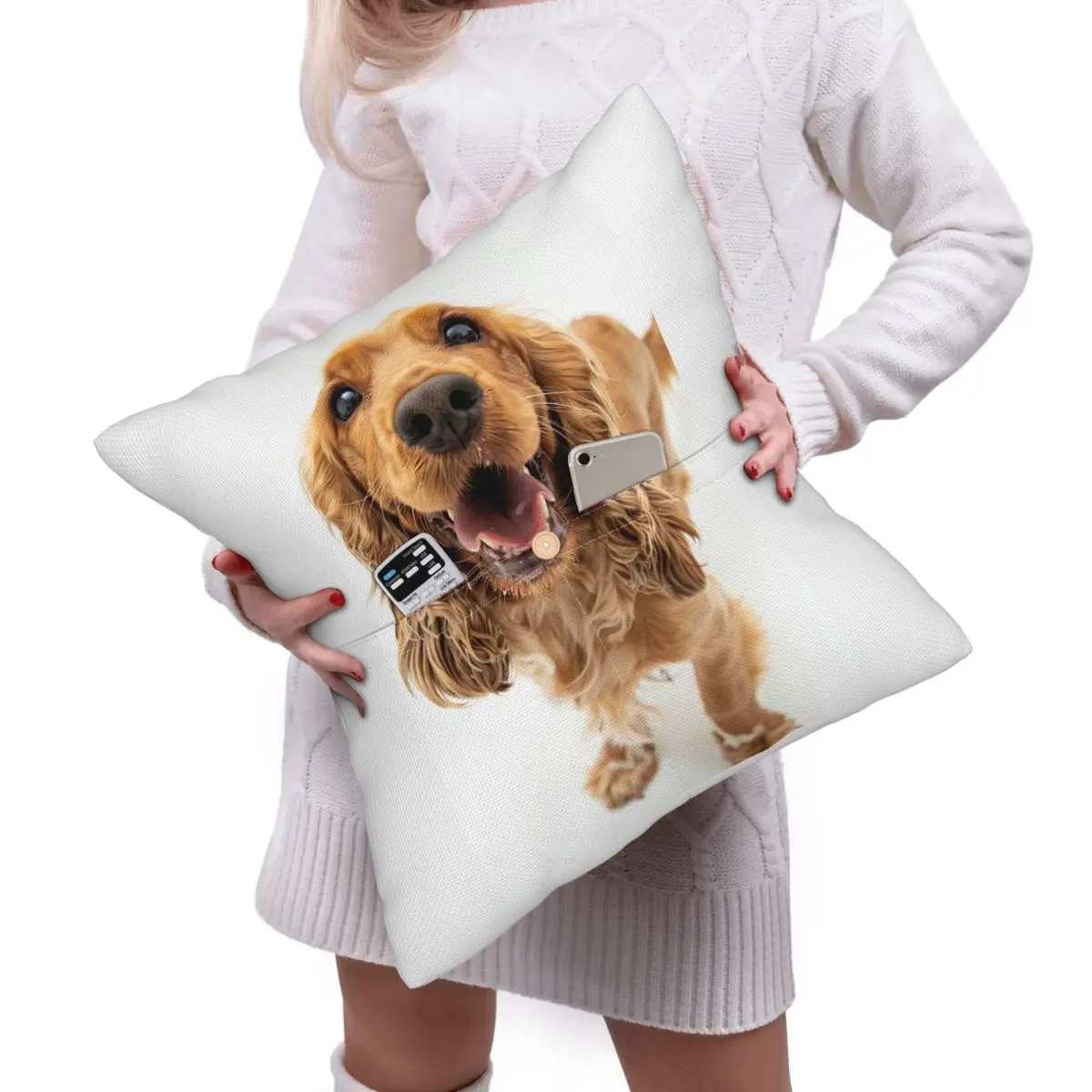 Tail Wagging Wisdom_ Nurturing Your Cocker Spaniel Spirit  Cushion Cover Polyester Decor Bed Home Comfort Throw Pillow