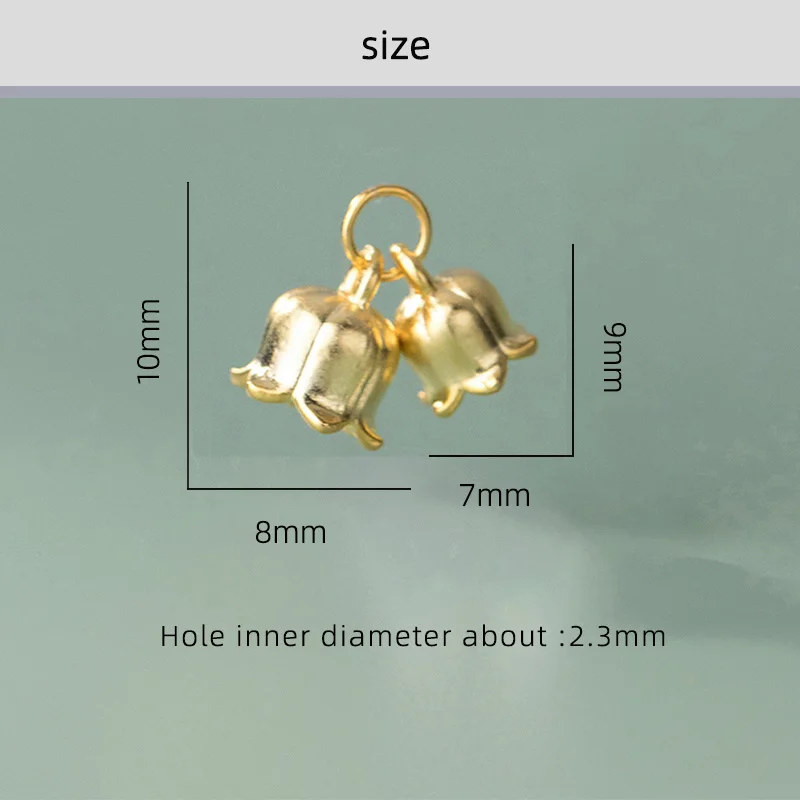 Charms 925 Silver Electroplated Seedless Double Bell Necklace Pendant Handmade DIY Accessories Charms for Bracelet Plata 925