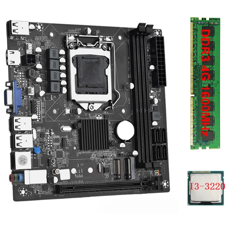 

Материнская плата ITX H61 для настольных ПК + I3-3220 + 1X DDR3, 1600 МГц, 4 ГБ оперативной памяти, процессор LGA 1155, поддержка до 16 ГБ слотов оперативной памяти, сетевая карта 100 МБ