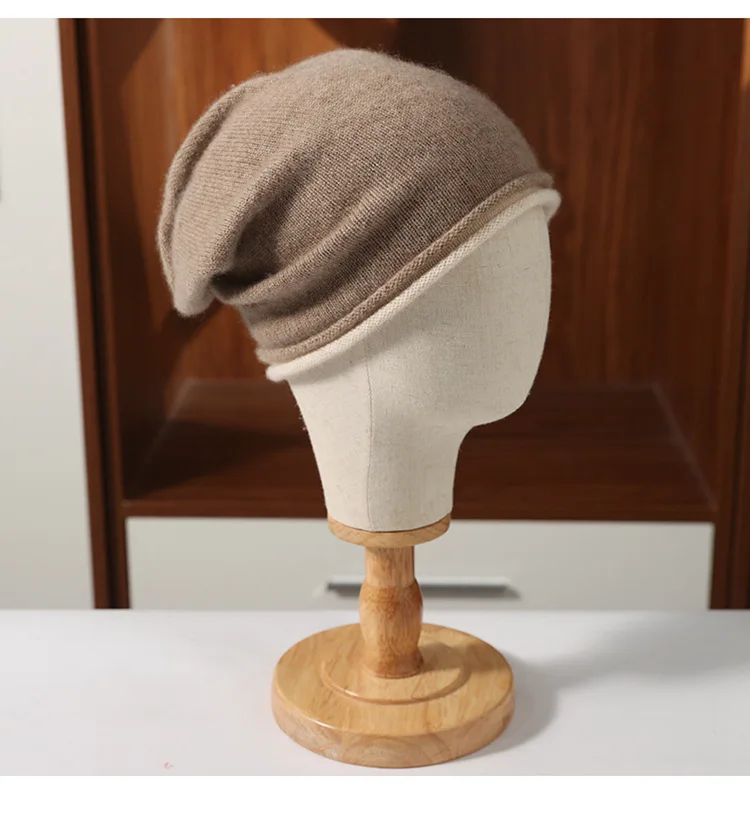 2025 New Winter Hat Regardless Of Gender 100% Merino Wool Knitted Women's Soft Warm Bean Hat Fashion Outdoor Curly-brimmed Hat