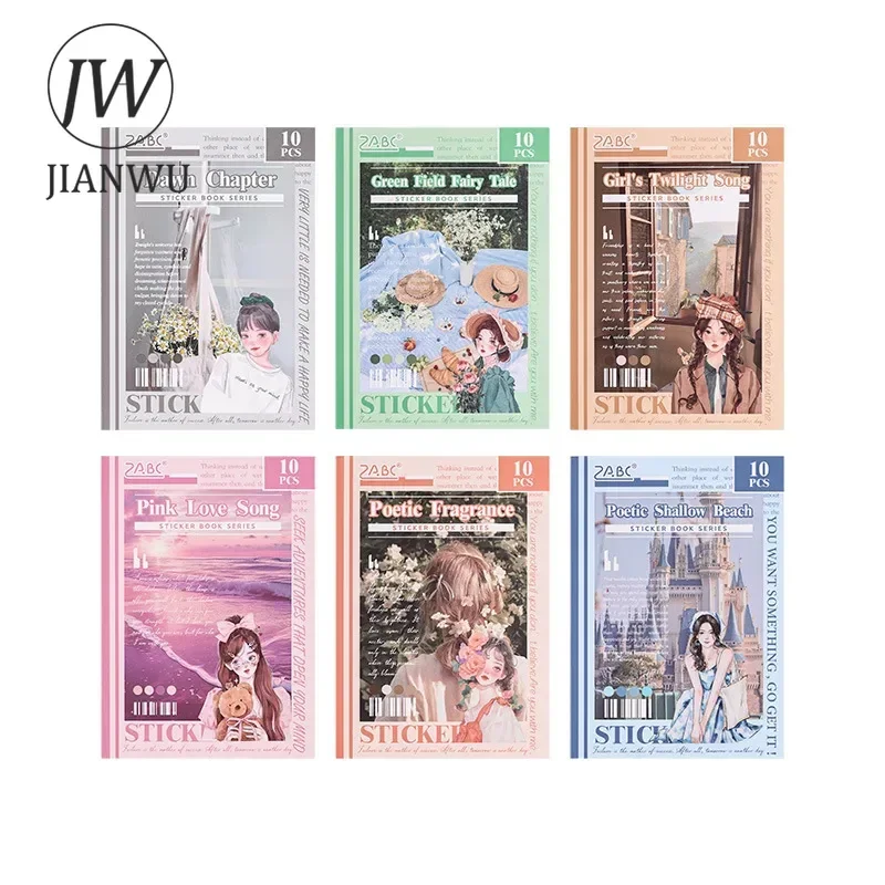 JIANWU The Thoughts of A Young Girl Series Vintage English Text Material Collage Sticker Book Creative Journal Stationery