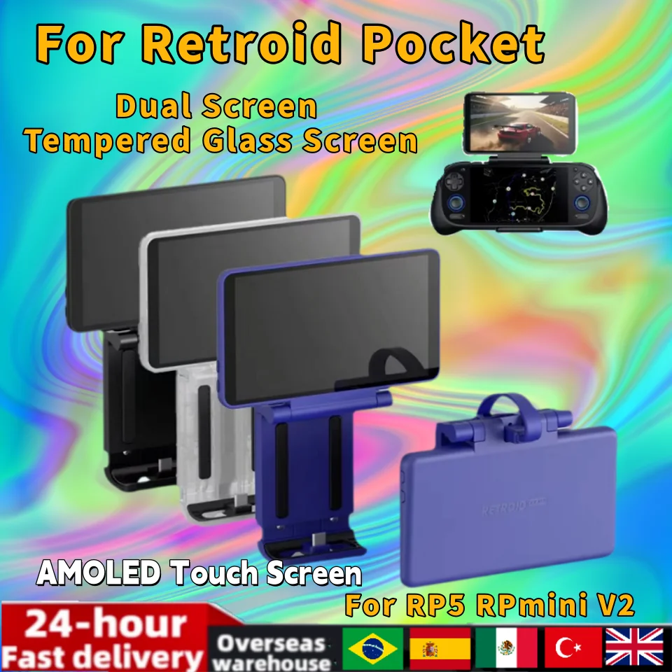 

Retroid Dual Screen Add-on 5.5 Inch AMOLED Back Clip Screen For RP5/RPmini/V2/RP4 Pro USB-C Display Handheld Game Console Gift
