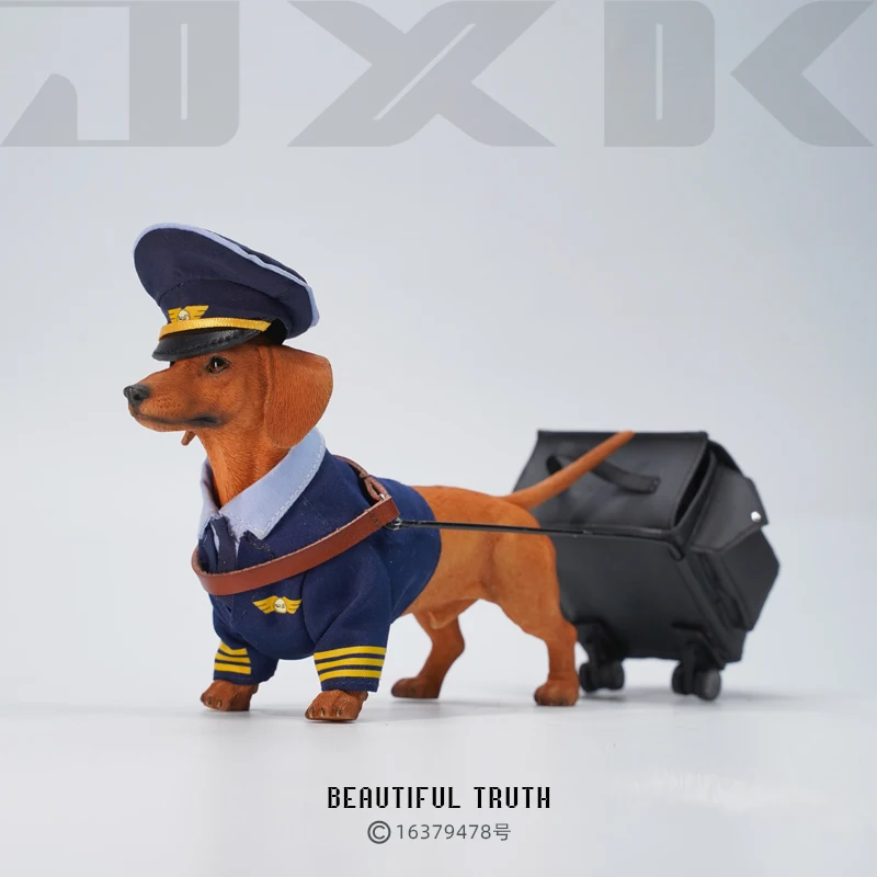 JXK JXK163 1/6 Scale Dachshund Simulation Resin Model Dog Toys Length 17cm Home Decoration 12 inch Action Figure Scene Accessory