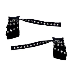 Black Punk Rivet Short Gloves Women Hiphop Handsome Half-Finger Gloves for Motorcycling and Festival Enthusiasts 1pair