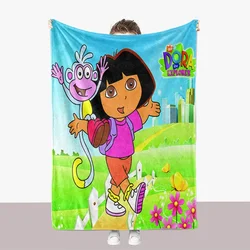 Dora Explorer Oversize Narzuty Koce Kawaii Anime Kreskówka Flanelowy Koc Wiosna i Jesień Ciepły Koc Home Decor Dywaniki Prezenty