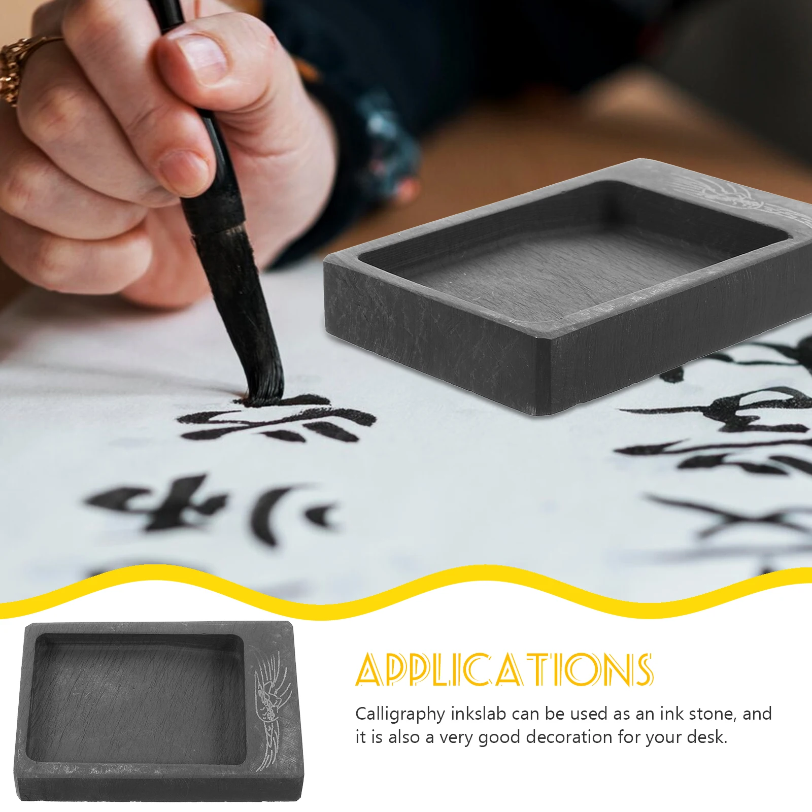 

Mini Inkstone for Calligraphy Students Retro Color Stone Material Desk Decoration Writing Accessory Chinese Inkstone Painting