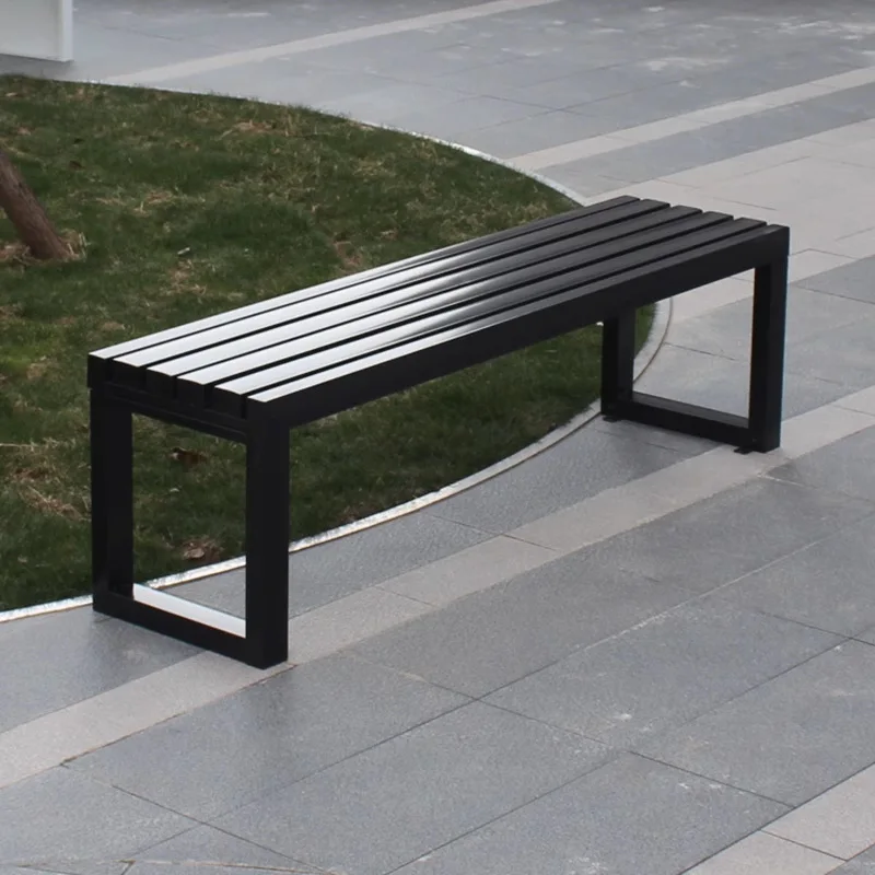 #White Iron Outdoor Bench, Heavy Duty Metal Patio Bench for Garden, Workshop, Length Customizable