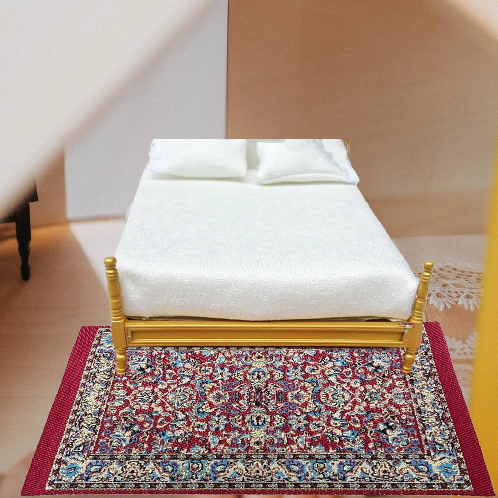 2x 1:12 スケール ドールハウス フロア シルク カバーリング 家具アクセサリー ミニチュア フロアエリア ラグ