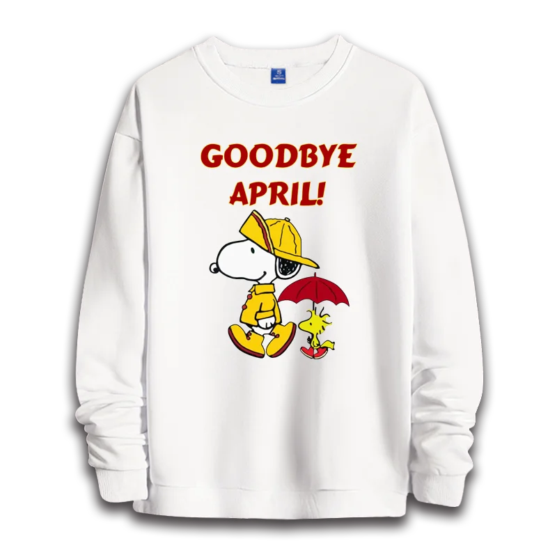 Snoopy cartoon hoodie for girls round neck hoodie for women long sleeved top couples loose casual hoodie couples top for couples