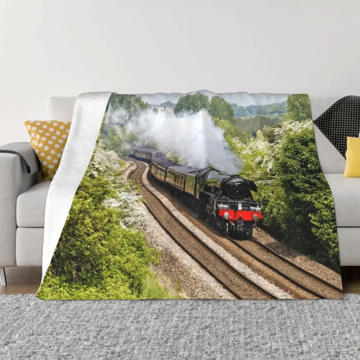 A3 Class 60103 Flying Scotsman Steam Locomotive Throw Blanket Hairy funny gift Moving Blankets