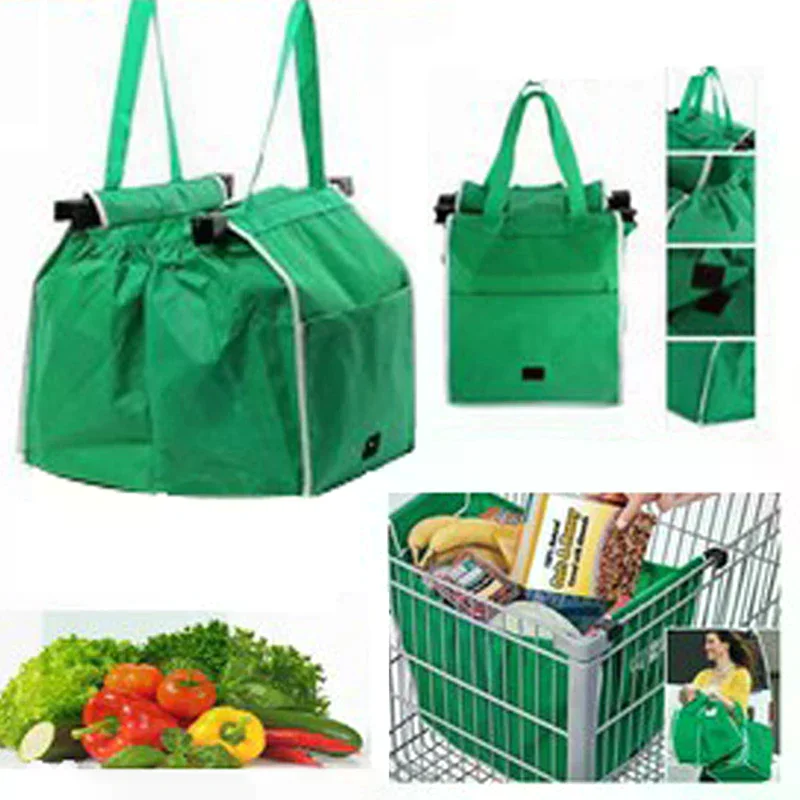 Eco Friendly Trolley Tote Thicken Cart Bags Large Capacity Handbags Foldable Reusable Women Cart Bag Supermarket Shopping Bag