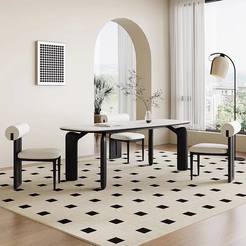 Retro, French, Cream Style, Solid Wood, Dining Table and Chairs, Combination, Modern, Minimalist, Household