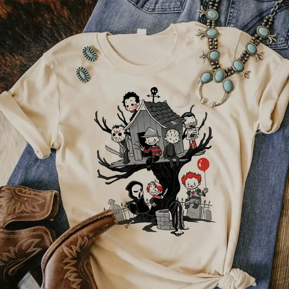 loween Horror It Death Clown Women's T-irt Cleanfit Sle A-Line Sve Ladies Faion Linen Material Other Material 00%