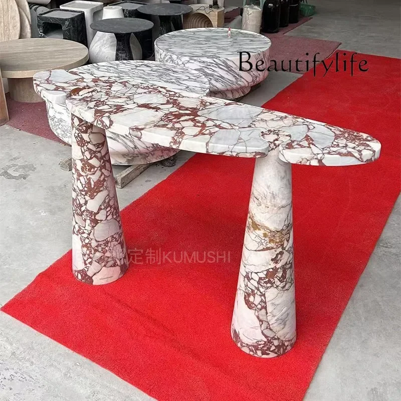 0 C Natural Marble Entrance Table, Designer Villa Household Long Side Table, Flower Long Table Placed Against The Wall