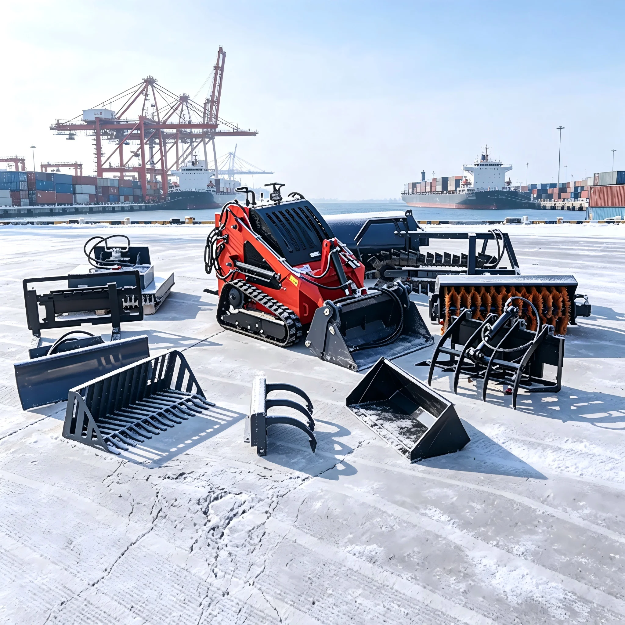 Easy Operate Mini Skid Steer Loader Small Turning Radius for Snow Removal Pavement Repair Farm Material Stacking
