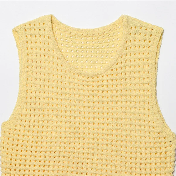 Summer New Women's Fashion Casual Fringed Plaid Knitted Top
