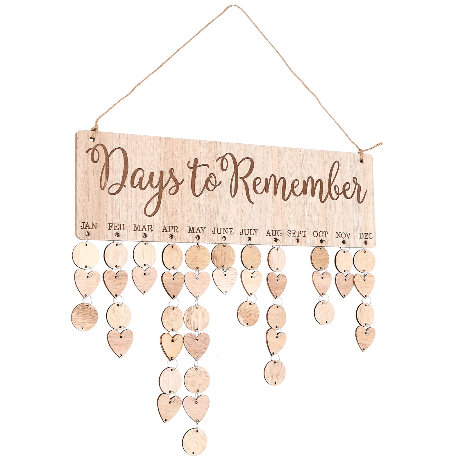 Home Accents Decor Wooden Calendar Hanging Tag Calendars Family Birthday Board Plaque