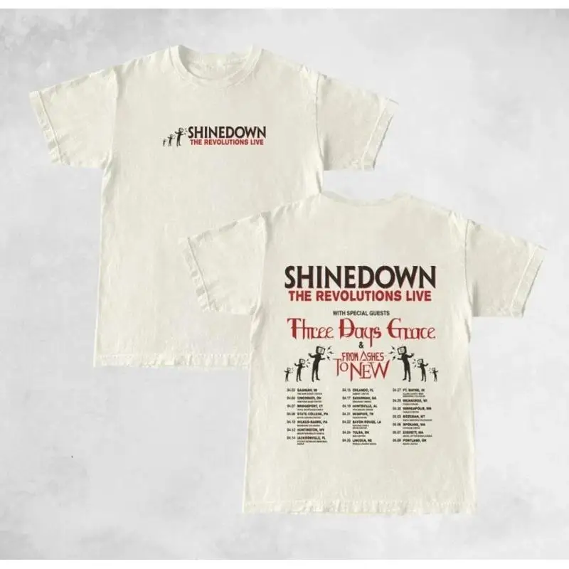 Shinedown The Revolutions Live Tour 2023 Three Days Grace T shirt size S 5XL