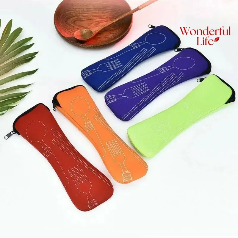 1/2Pcs Home Kitchen Portable Cutlery Bags Picnic Fork Spoon New Travel Packaging Tableware Bag Without Dinnerware Tableware Case