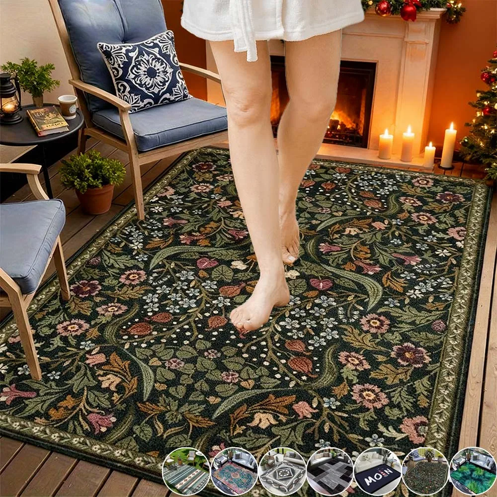 

Floral Nordic Moroccan Crystal Fleece Carpets Dirt Resistant Carpet Bohemian National Style for Bedroom Living Room 카페트 Teppich