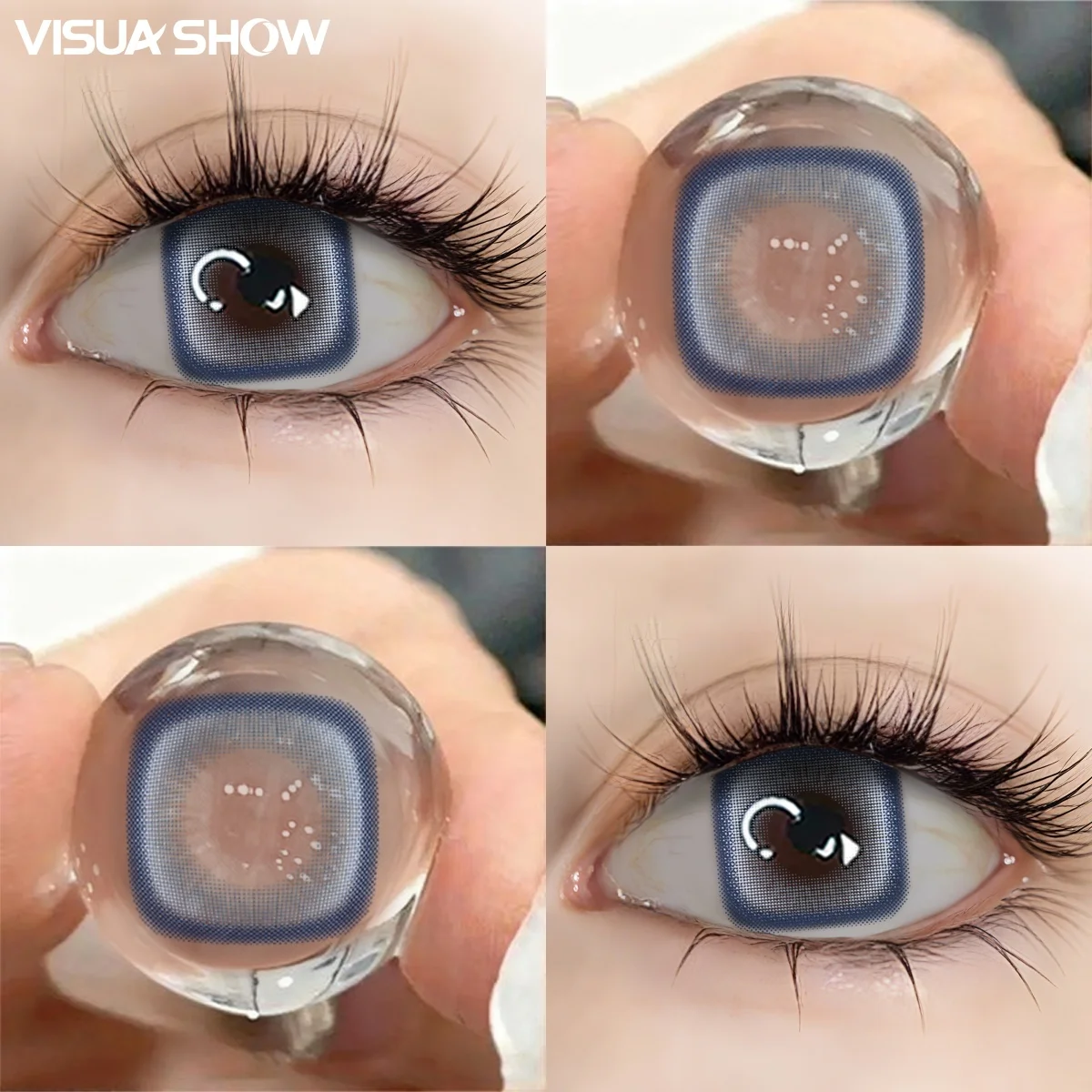 Visuashow Farbige Kontaktlinsen Quadratisches Muster 1 Paar 142mm Halbjahrlich Einweg Weich Feuchtigkeitsspendend Vergrossern die Augen Naturliches Aussehen Kleine Pupille Fur Taglichen Gebrauch Termine Partys Make up – Detail 4