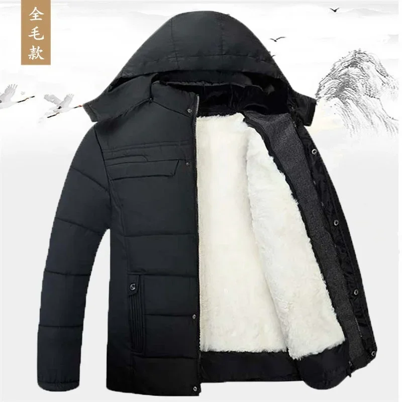 

Men's Warm Winter Jacket Sheepskin Jacket Genuine Leather Warm Middle-aged and Elderly Wool Lamb Inner Jacket