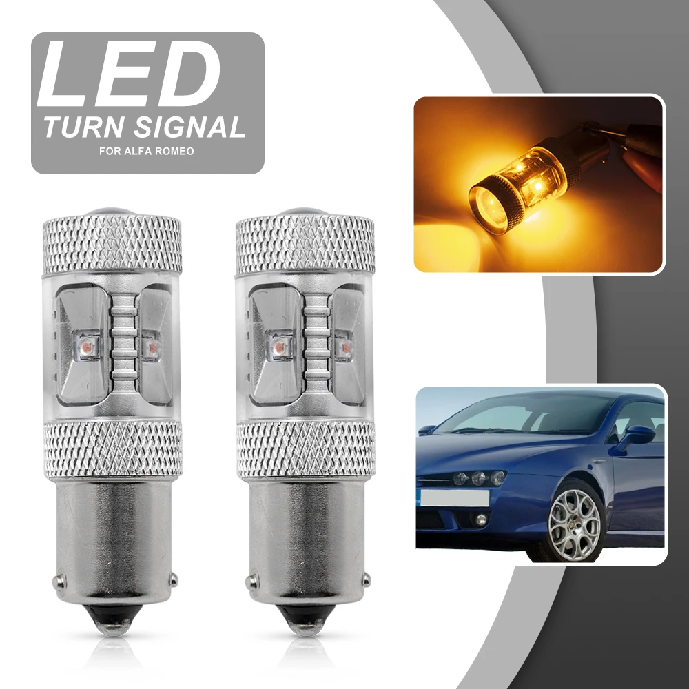 Amber Turn Signals For Alfa Romeo 145 146 Typ930 156 Sportwagon Typ932 164 Brera GTV PY21W BAU15S LED Direction Indicator Bulbs