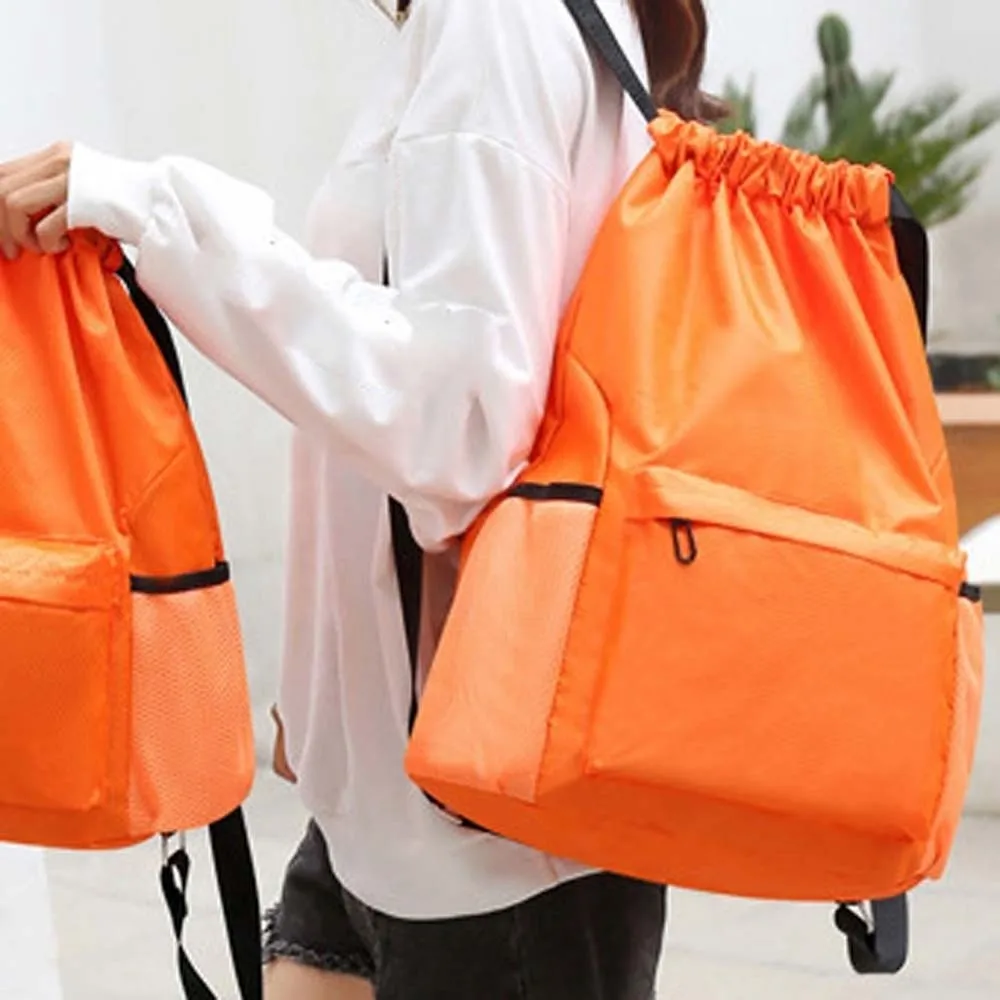 Portable Gym Drawstring Bag Large Capacity Adjustable Straps Oxford Cloth Backpack Lightweight Anti-splash Water