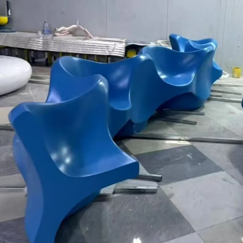 FRP special-shaped sofa shopping mall personalized creative arc L-shaped sofa S-shaped lobby hotel reception art sofa