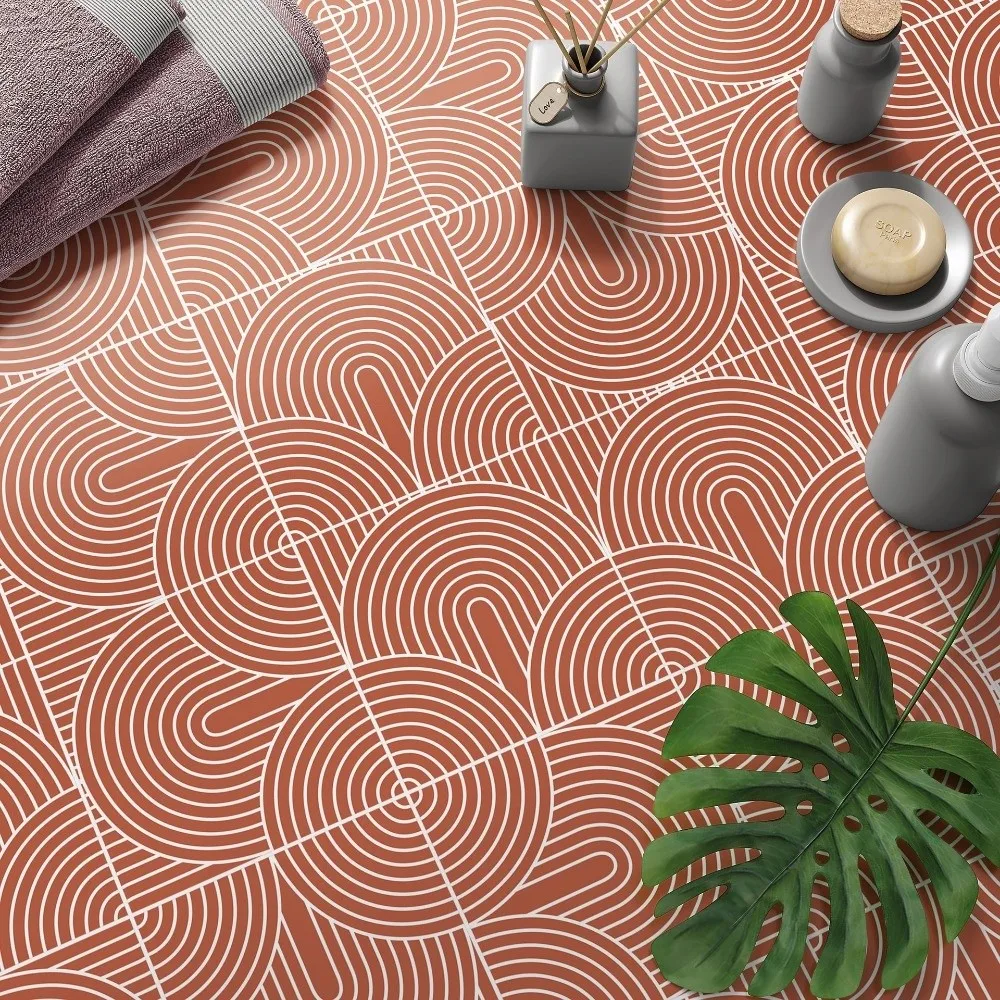 10Pcs Floral Pattern Wall Tile Sticker Self-Adhesive Waterproof Backsplash Tile Sticker DIY Matte Peel And Stick Tile