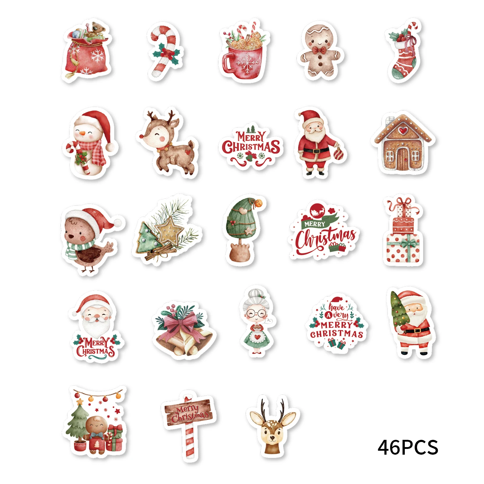 46pcs Santa, Elk, Gift Christmas Themed Graffiti Stickers Decorated Notebook Water Cup Suitcase Guitar Classic Toy Decals