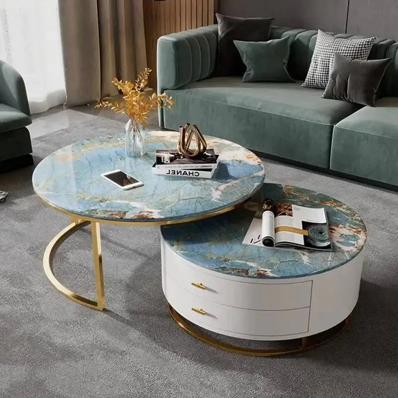 Nordische Tische, Kaffee-Design, Aufbewahrung, moderner Luxus, einfache ästhetische Couchtische, einzigartige Mesa Centro-Wohnzimmermöbel aus Marmor