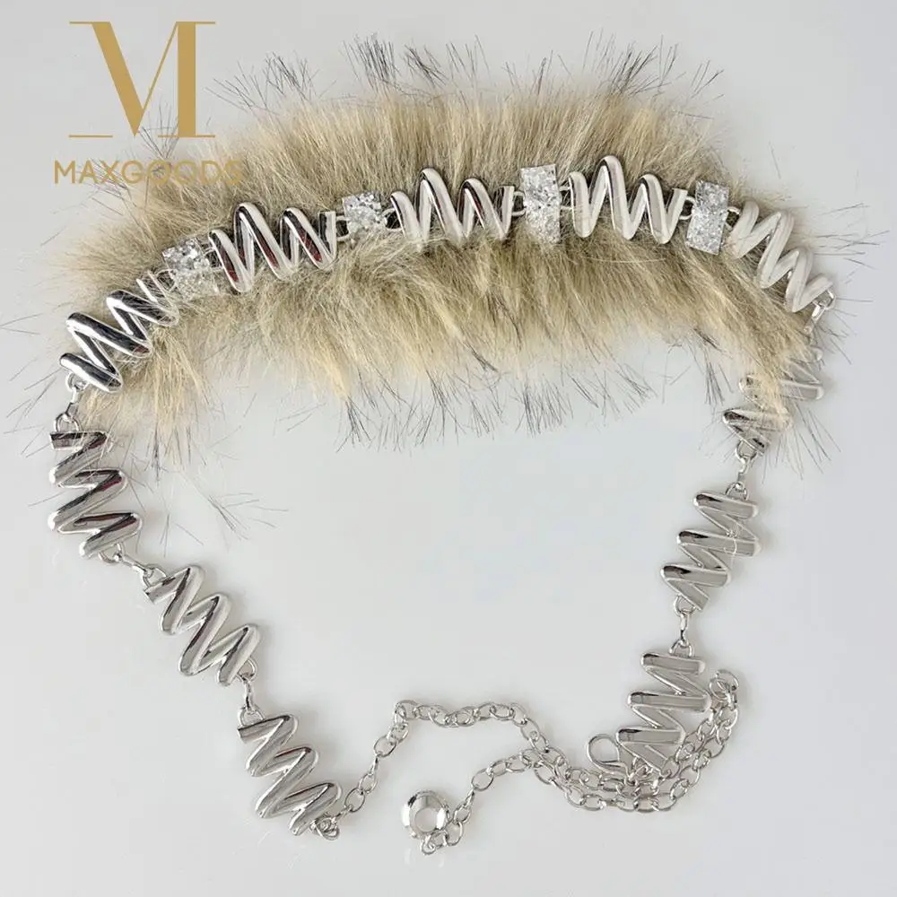 

Джинсовые брюки с цепочкой, меховой ремень в стиле панк, супермягкая поясная цепочка из искусственной кожи, пушистый пояс Y2K