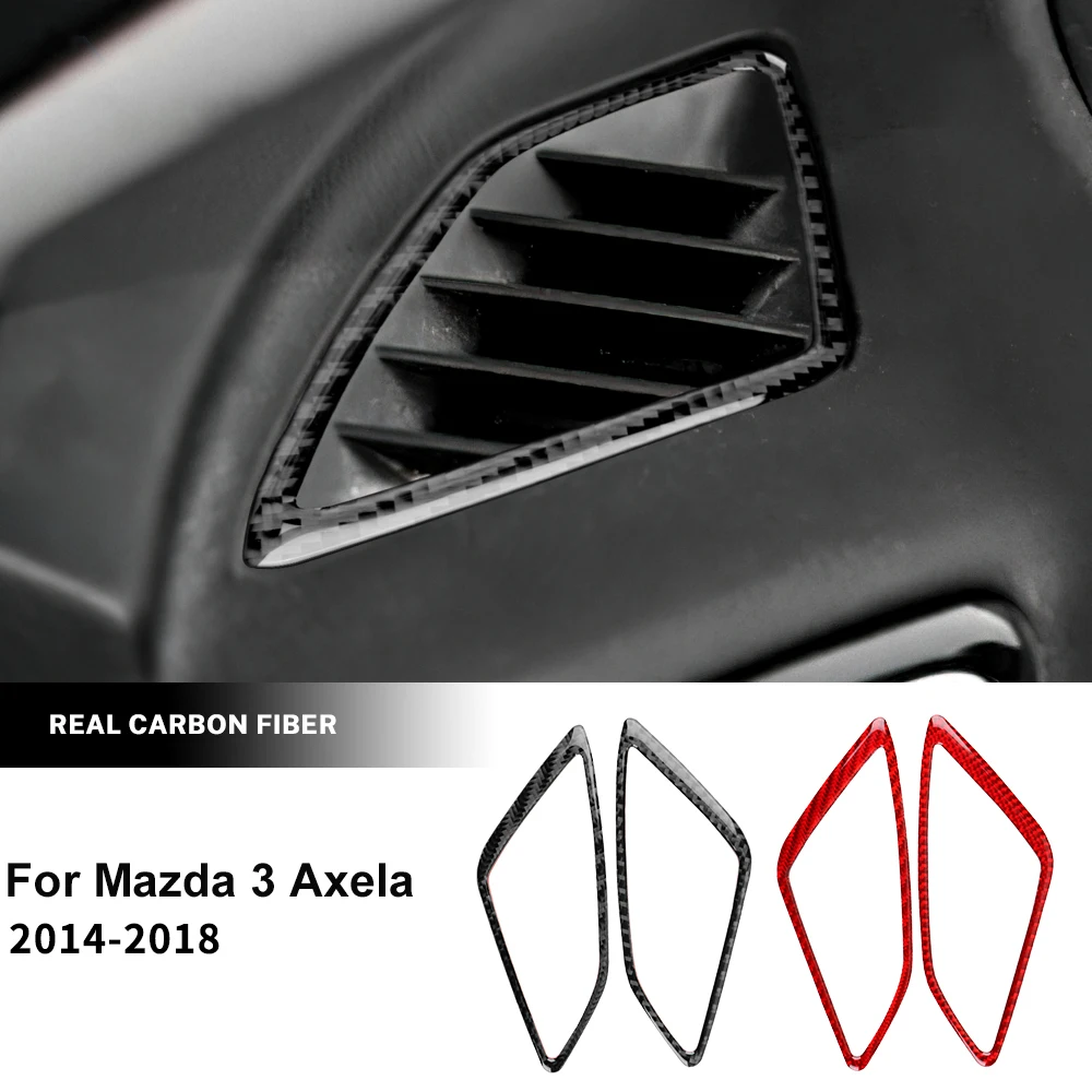 

Real Carbon Fiber For Mazda 3 Axela 2014 2015 2016 2017 2018 Car Dashboard Both Side Air Outlet Accessories Sticker Upgrade