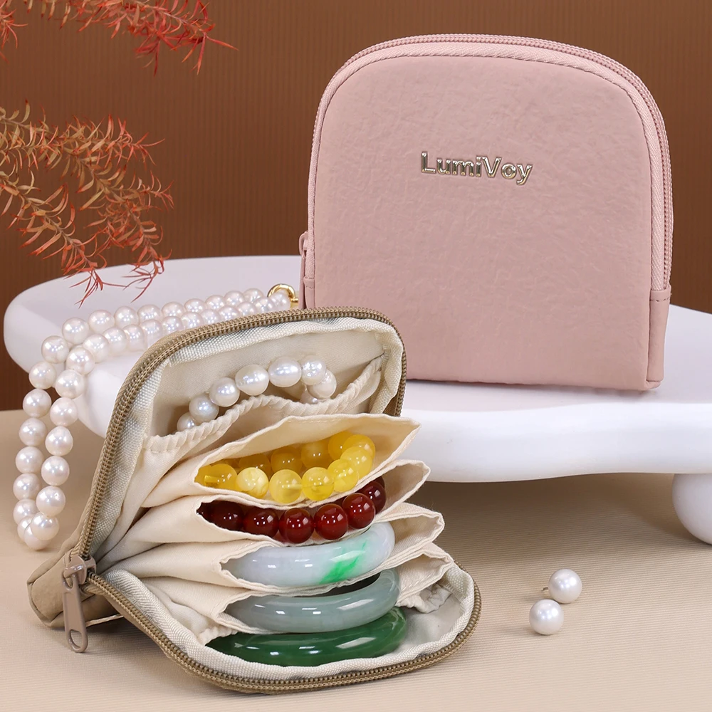 Fashion Luxury Multi-layer Jewelry Organizer Bag Portable Travel Compact Storage Pouch for Bracelets Rings & Small Accessories